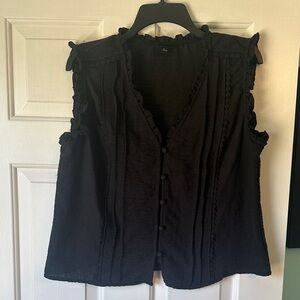 Enfocus Studio Black Ruffled Blouse